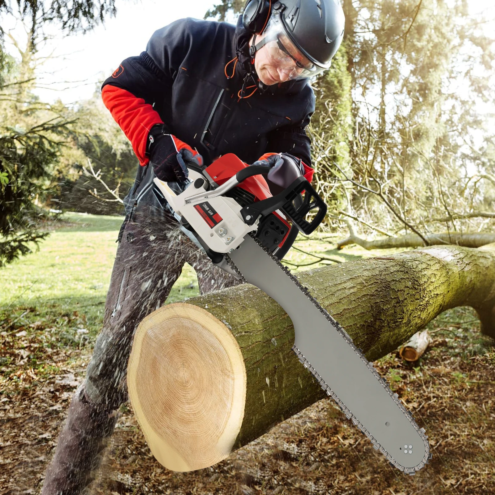 22-calowa piła łańcuchowa 52CC zasilana gazem piła łańcuchowa benzynowa piła łańcuchowa do cięcia drewna piła gazowa zestaw pił łańcuchowych do cięcia drewna