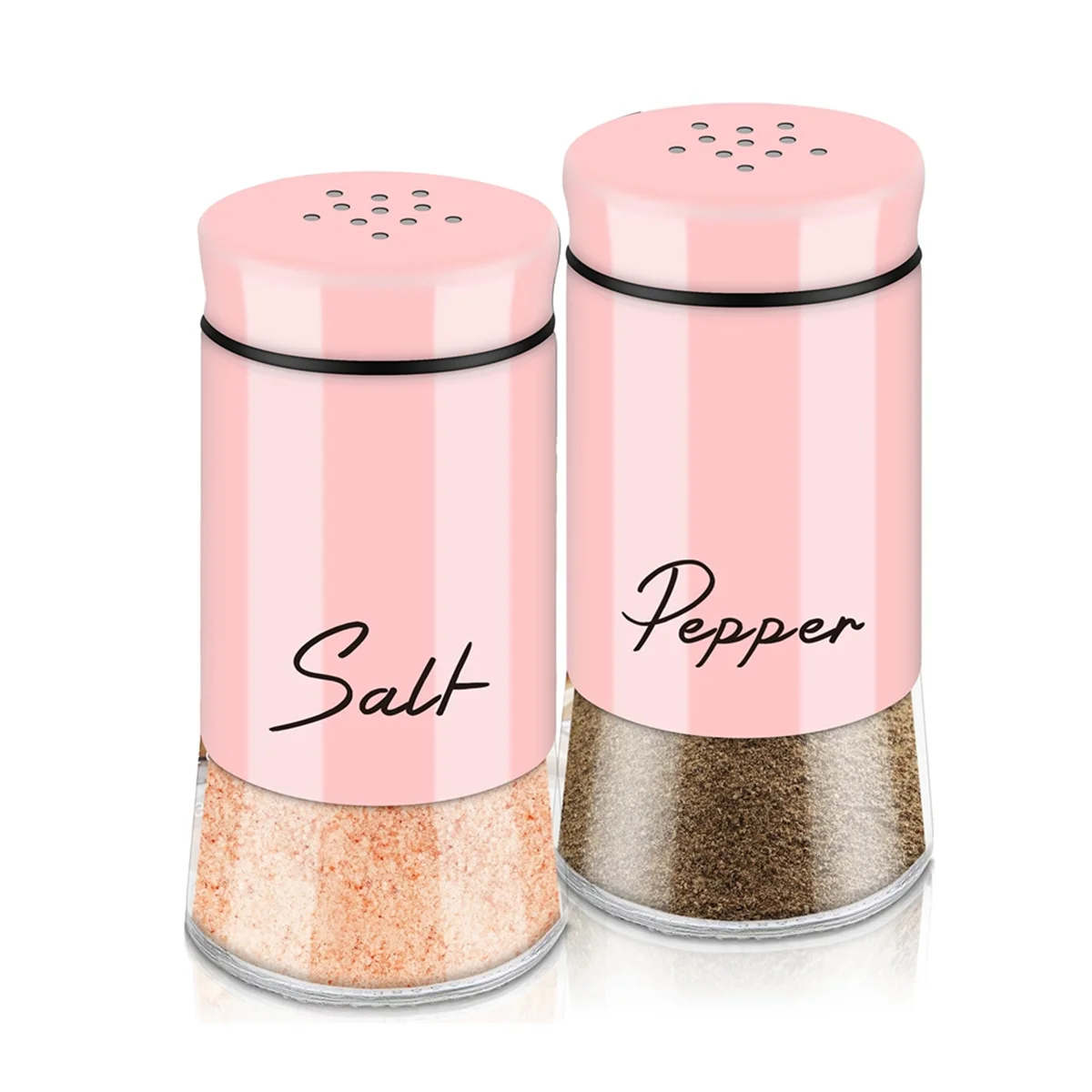 Salt and Pepper Shakers Set with Stainless Steel Lid for Kitchen Gadgets Cooking Spice Dispenser-A