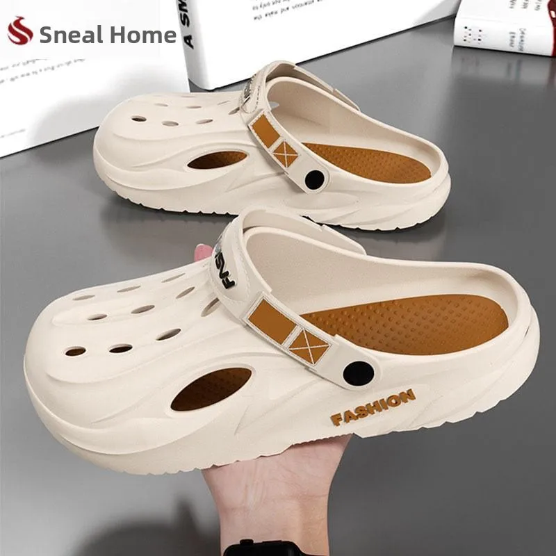 

Men's Summer Sporty Half Slippers Anti-Slip Driving Beach Shoes Clog Style EVA Sole Comfortable Casual Slippers