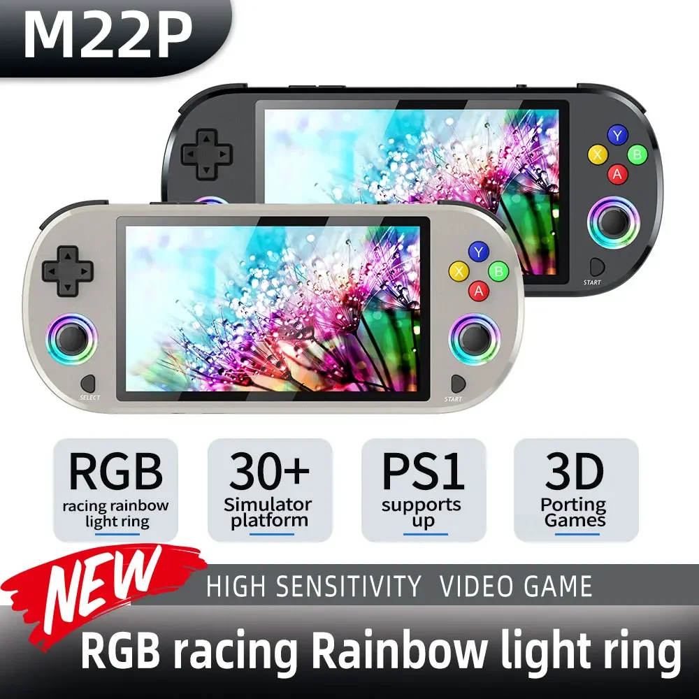 

M22pro Classic Retro Game Console 5.0 inch HD 1920*1080 IPS display supports LINUX/Emelec 4.3 for PS1 gaming video player