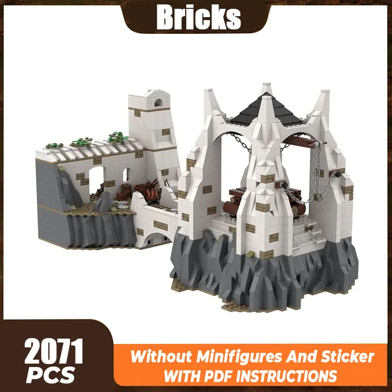 Moc Building Block DIY Assembly Street View Toy Castle Bricks Magical Rings Movie Scene Lighting Of The Beacons Model Child Gift