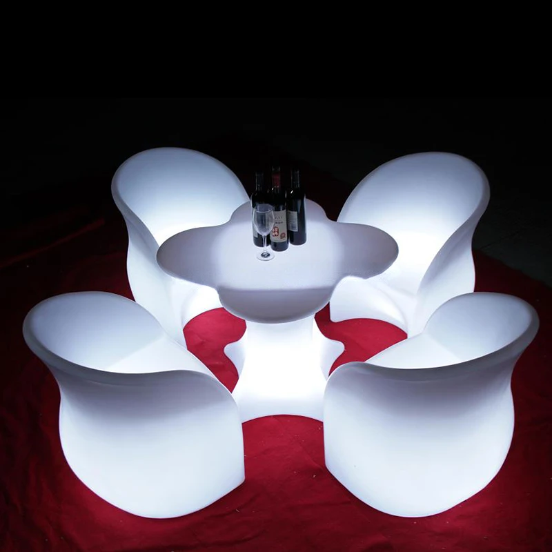 modern design remote control rgb color changing led illuminated restaurant chairs and tables