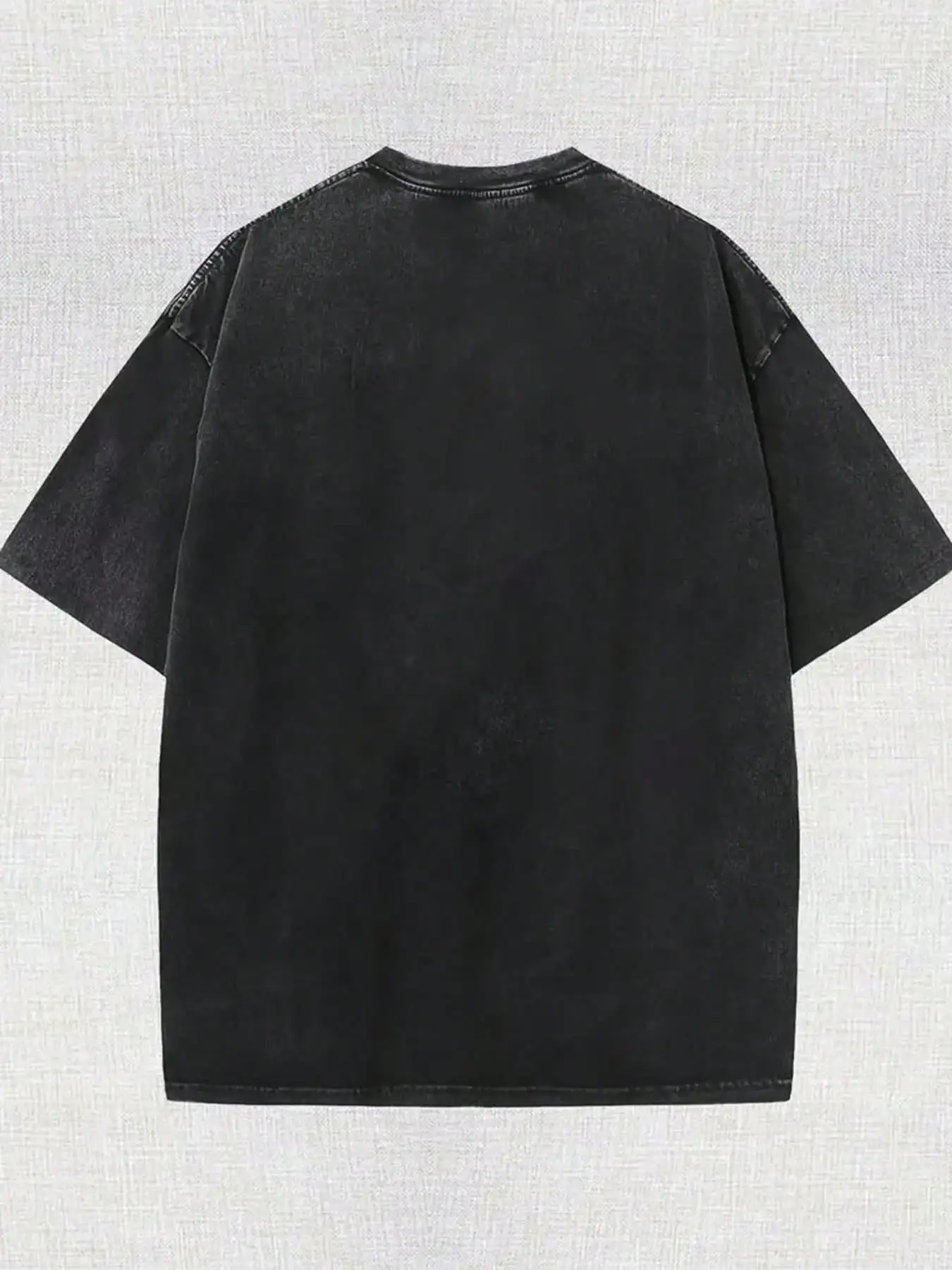 

Мужская футболка из стираного хлопка, круглый вырез, короткий рукав, однотонная черная, в повседневном ретро-стиле