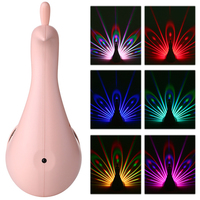 LED Peacock Projection Lamp Remote Control Atmosphere Lamp Night Light Wall Lamp for Home Bedroom Bedside Wall Decor