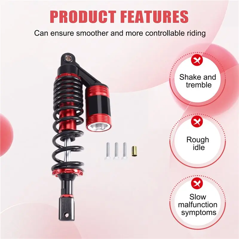Motorcycle Universal 320Mm Rear Hydraulic Shock Absorber For Kawasaki Honda BWS Scooters,Red-X59A