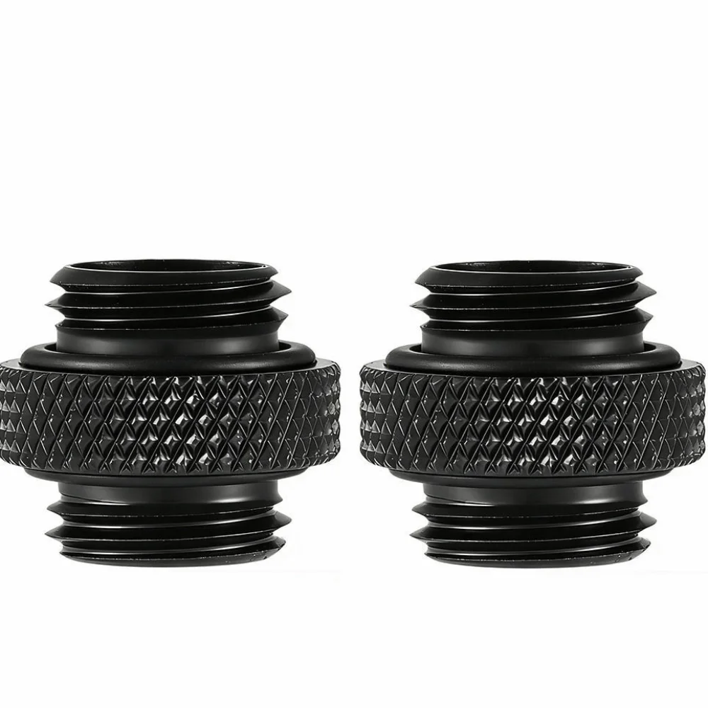 2PCS Durable G1/4 Thread Water Cooling Adapter Short Style Black PC Water Cooling Computer System Fitting Custom Loop