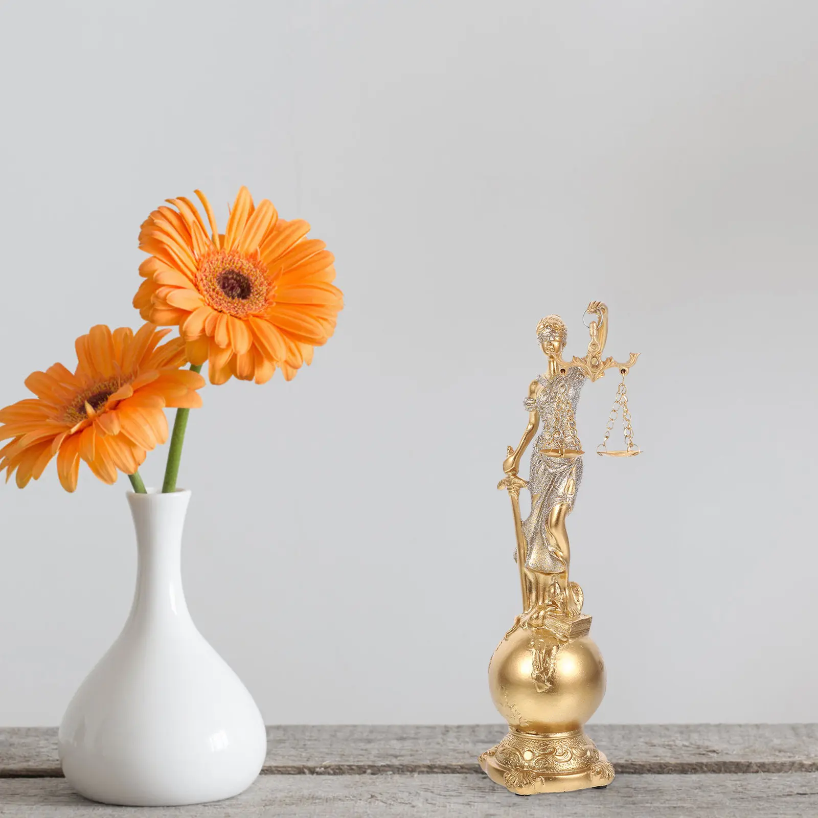 Goddess Justice Statue Resin Premium Art Grade Sculpture for Office Library Study Area Desk Shelf Decor