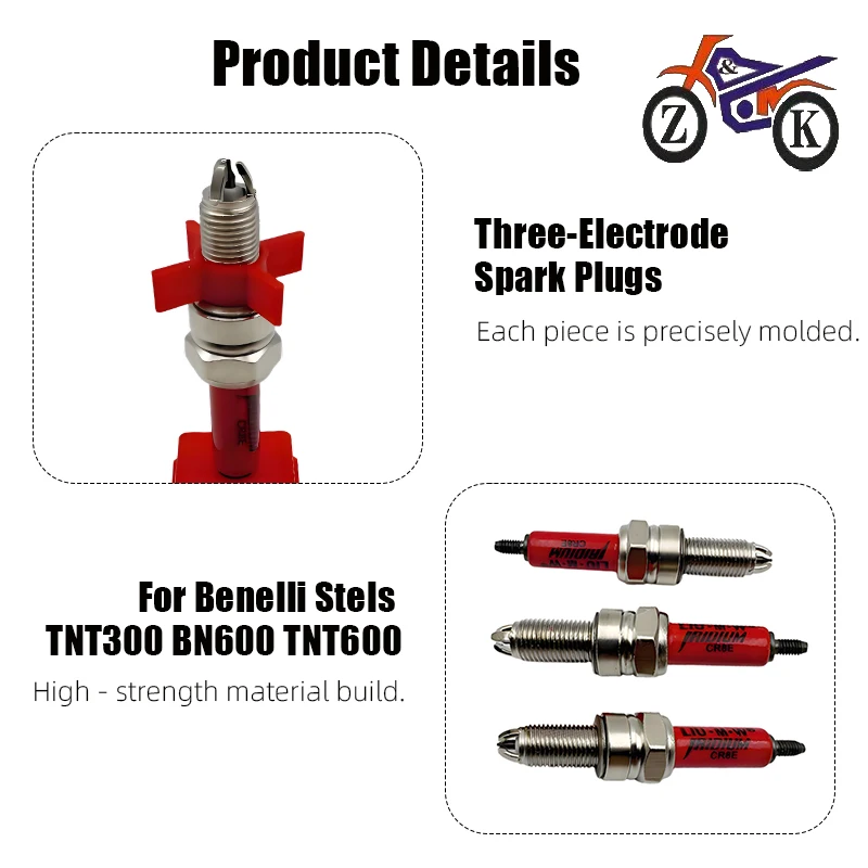 1PCS CR8E 3-Electrode EFI Motorcycle Lridium Spark Plug For Benelli Stels BN251 BN302 TNT300 TNT600 TRK502 Lengthen 10*19mm view 3