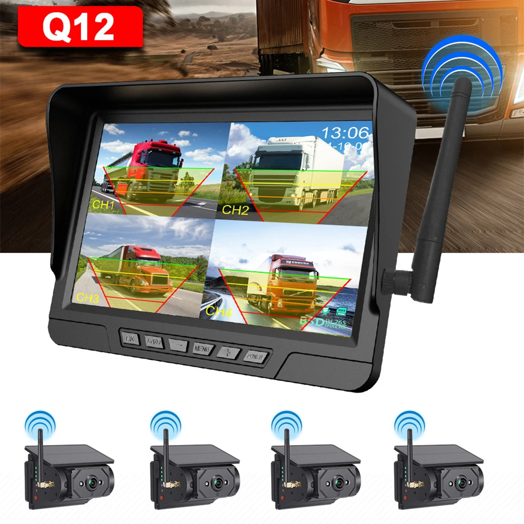 7 Inch Car Mounted Wireless Magnetic Solar Powered High Definition Camera for Truck And Bus Reversing Image Motorcycle Equipment
