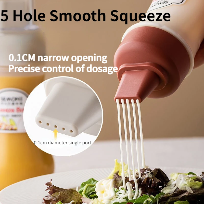 Porous Squeeze Sauce Bottle,350ML Tomato Honey Salad Dressing Container,Kitchen Condiment Dispenser for Ketchup,BBQ Sauces, Oil