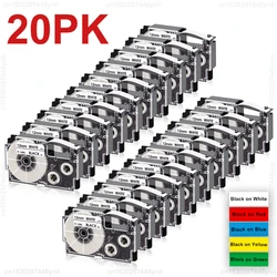 5/10/20PK XR-12WE XR12WE Labels Compatible for Casio XR-12X XR-12YW XR-12BKG 12mm Label Tape for Casio KL-60 KL-120 Label Maker