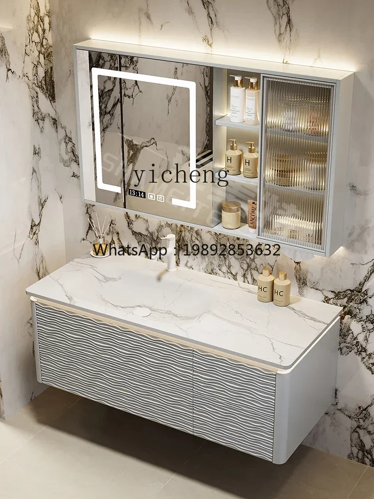 

Stone Plate Hot Bending Ceramic Seamless Basin Bathroom Cabinet Combination Bathroom Smart Washstand Wash Basin