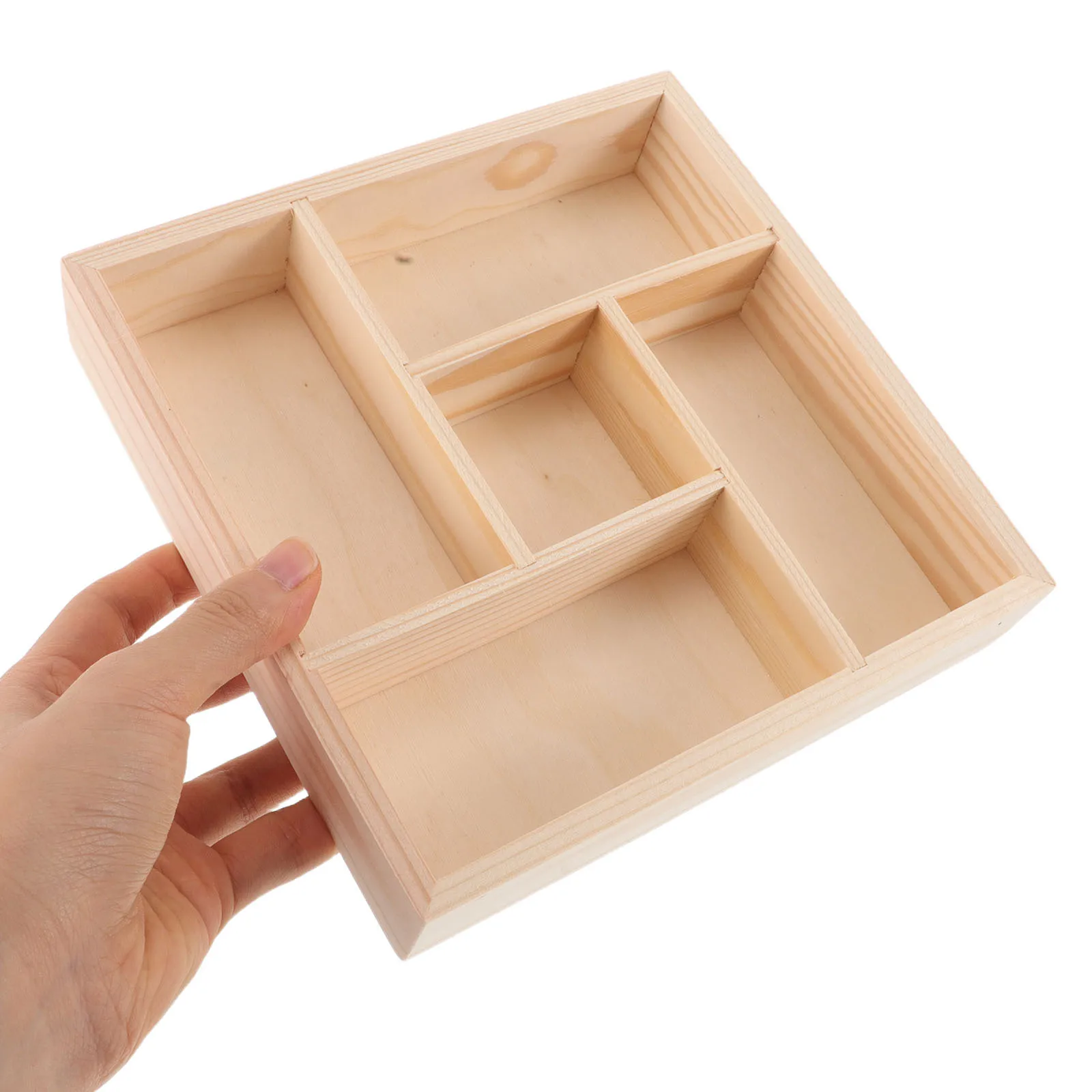 

Wood Jewelry Organizer Case with Grid Compartments Ring Earrings Holder Display Box for Women Wooden Sorting Tray for Daily Use