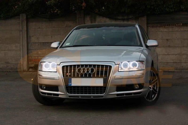 For Audi A8 S8 4E D3 Ultra Bright A/W Switchback Day Light Turn Signal SMD LED Angel Eyes Kit Halo Rings