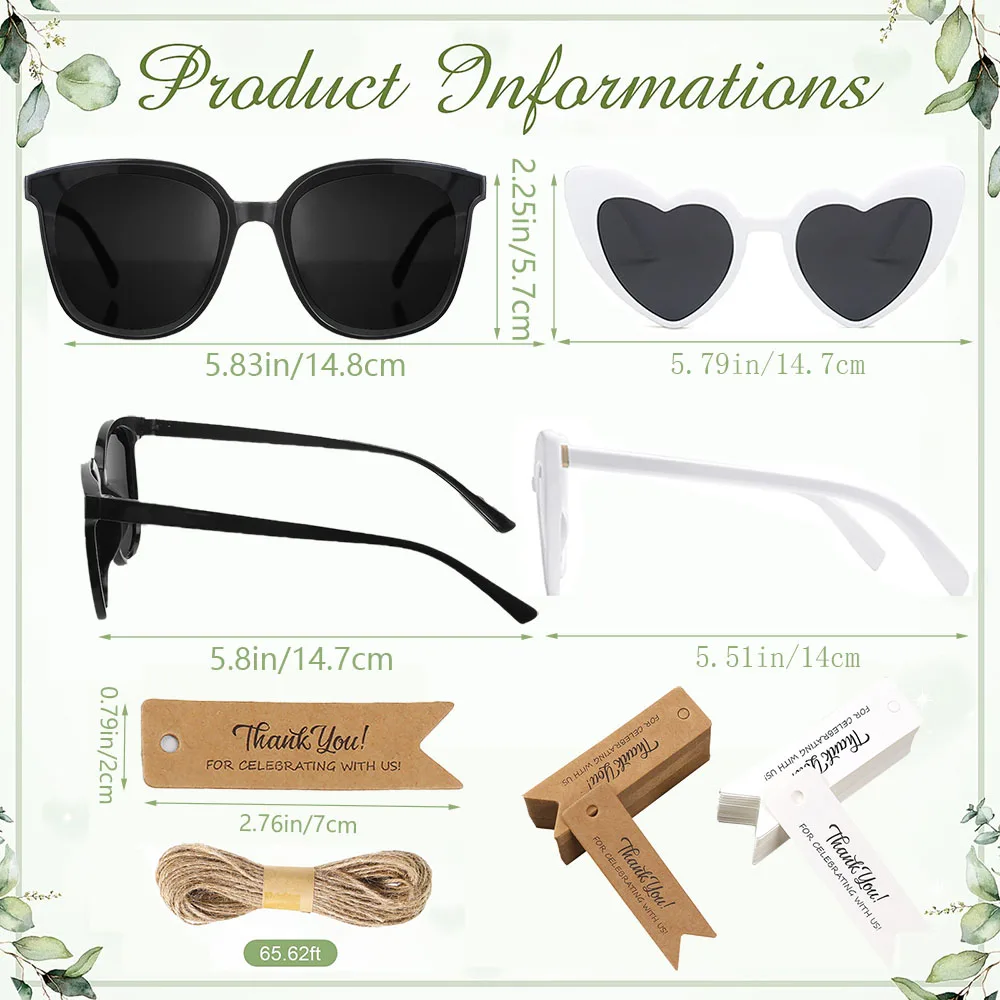 12-100Pcs Wedding Bridal Heart Shaped Sunglasses Party Favors Gift for Guests Bachelorette Hen Party Glasses Bridal Shower Decor