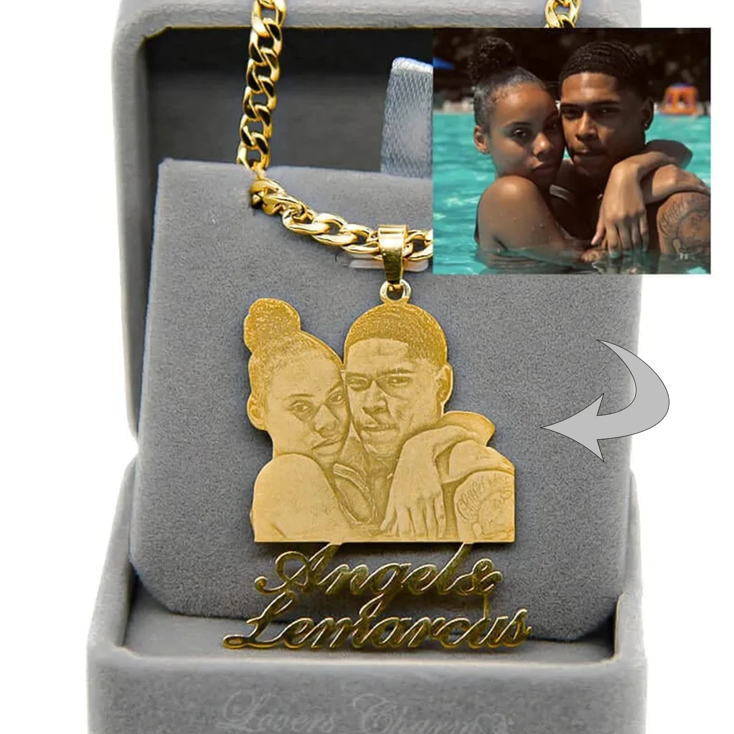 Personalized  Gift Custom Photo Engraved Necklace Custom Photo Pendant Family Jewelry Gifts Free Jewelry box