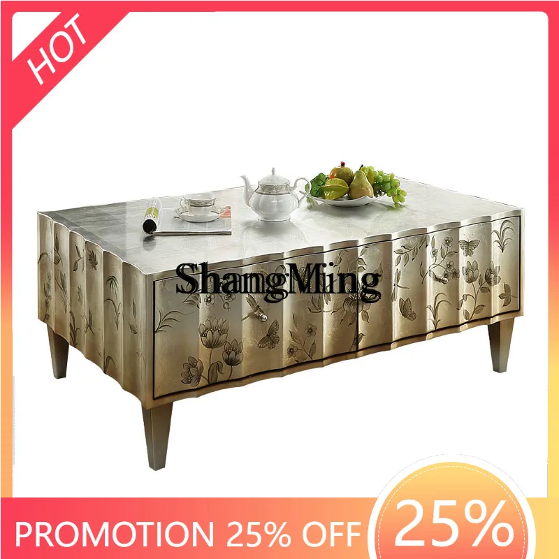 

CL Light Luxury Coffee Table Modern Furniture Painting Carving Multifunctional Storage Villa Living Room Cabinet