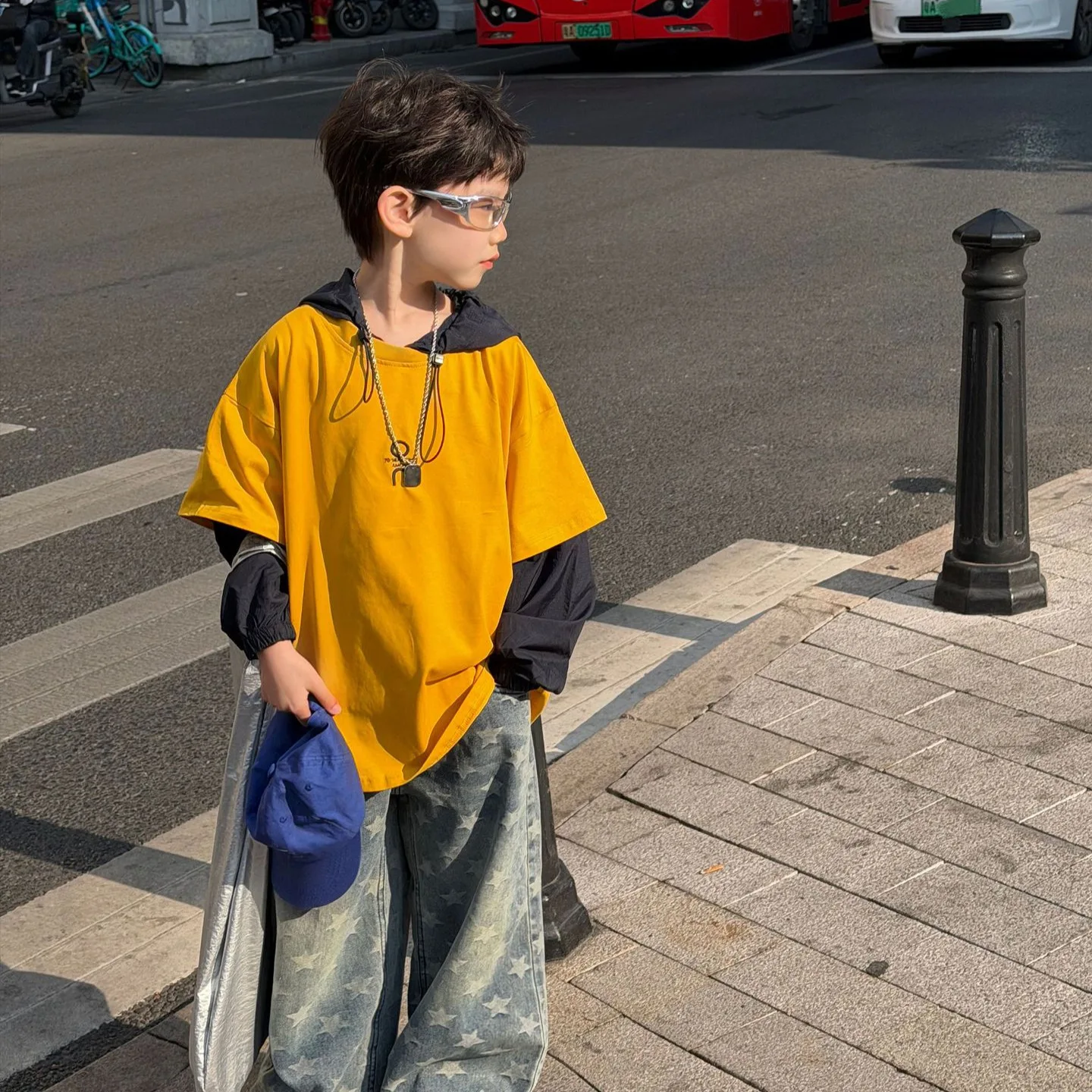 

Children Clothing Boys Handsome Casual Pullover Top 2026 Spring New Boys Fashionable Loose Comfortable Versatile Hooded T Shirt