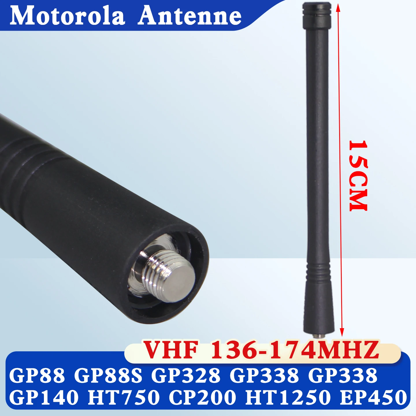 VHF 136-174MHz Antenna for Walkie-Talkie Motorola GP68 GP88 GP328 GP338 GP3688 PRO5150 PRO7150 EP350 EP450 Two-Way Radio