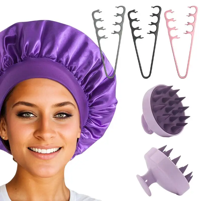 Verbesserte Kopfhautpflege, juckreizstillendes Silikon-Shampoo-Bürsten-Set, breitkrempiger Schlummertrunk und Salon-Haarmassagegerät, Kamm, Friseurwerkzeuge