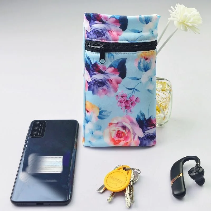 New Floral Women's Sports Wrist Wallet Zippered Phone Holder for Running Cycling Lightweight Polyester Coin Key Storage