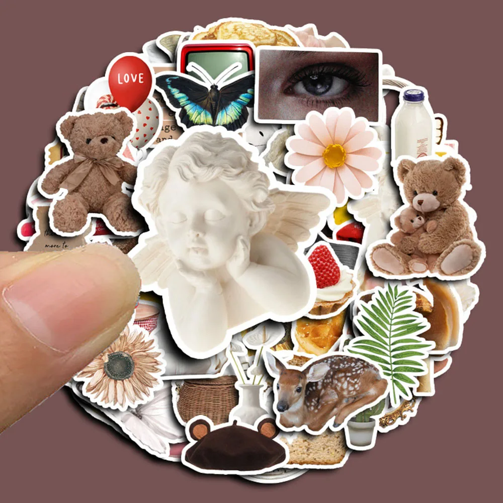 50PCS American Retro Cartoon Stickers Ins Decals Decoration For Laptop Stationery Phone Car Laptop Waterproof Graffiti Toys Gift