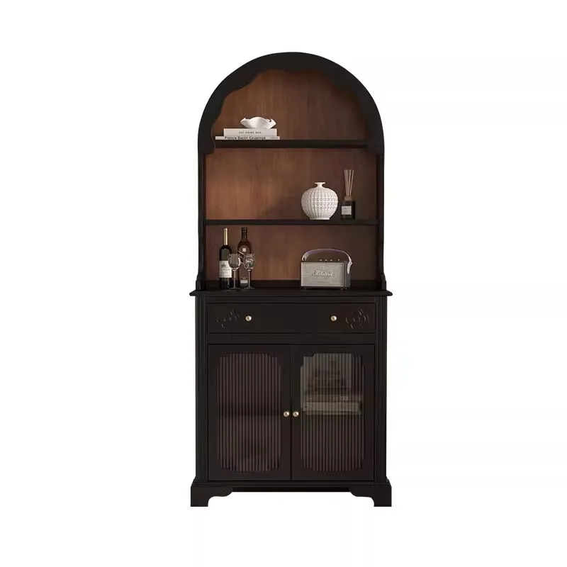 

solid wood arched bookcase guest restaurant glass double door dining side locker ancient decorative cabinet customization