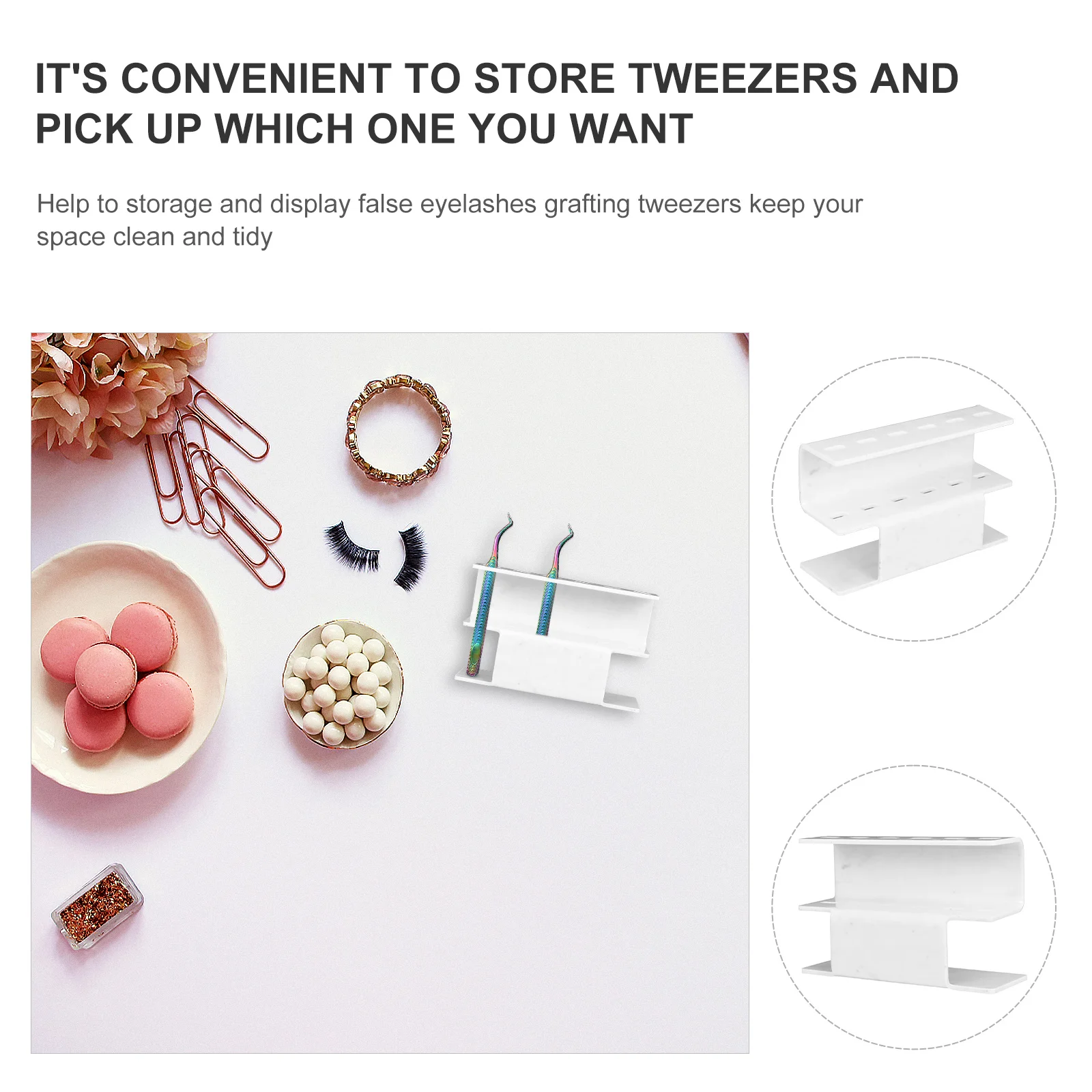 Support de rangement pour pinces à épiler, Extension de cils, présentoir en acrylique pour outils de maquillage, organisateur, support de pincettes à 6 trous