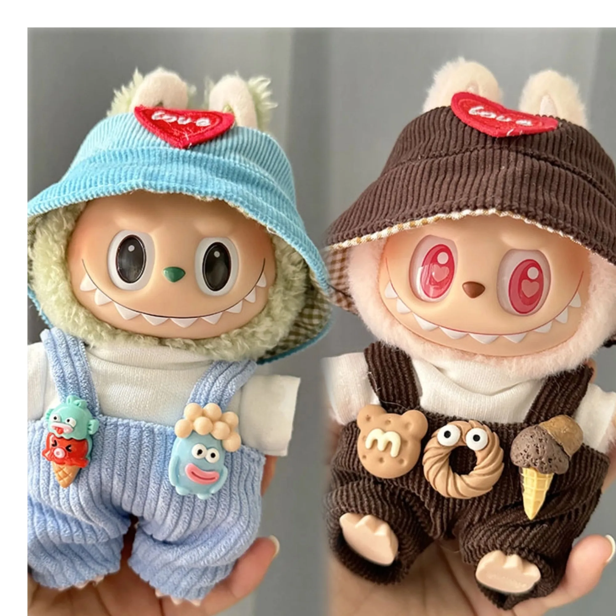 

Labubu Doll Clothing Accessories Suitable For 15CM/17CM Labubu Plush Doll Sweet Tube Shoulder Pants Set