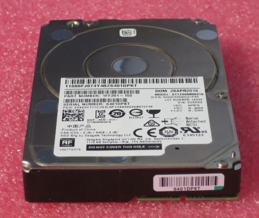 

For Seagate 1.2TB ST1200MM0018 2.5" 10K SAS 12Gb/s 2.5" 12GB 12G HDD Hard disk drive