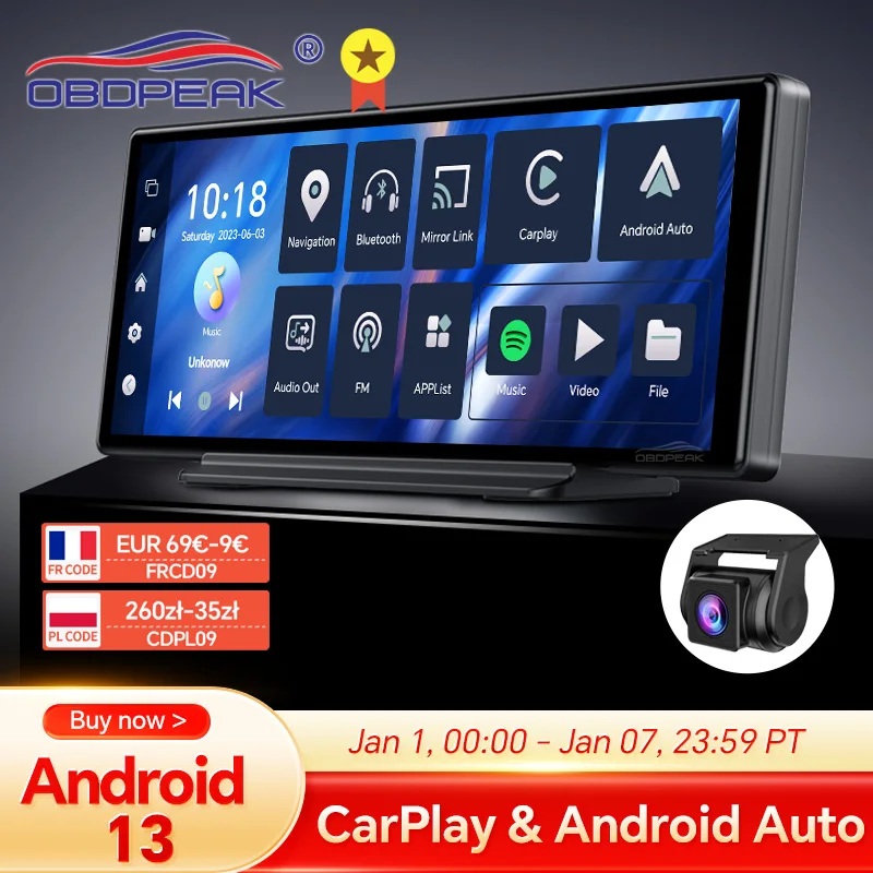 

T30 10.26 AI Screen Dash Cam Android 13 System Carplay Android AUTO 5G WIFI GPS Navigation Rearview Mirror Camera Video Recorder