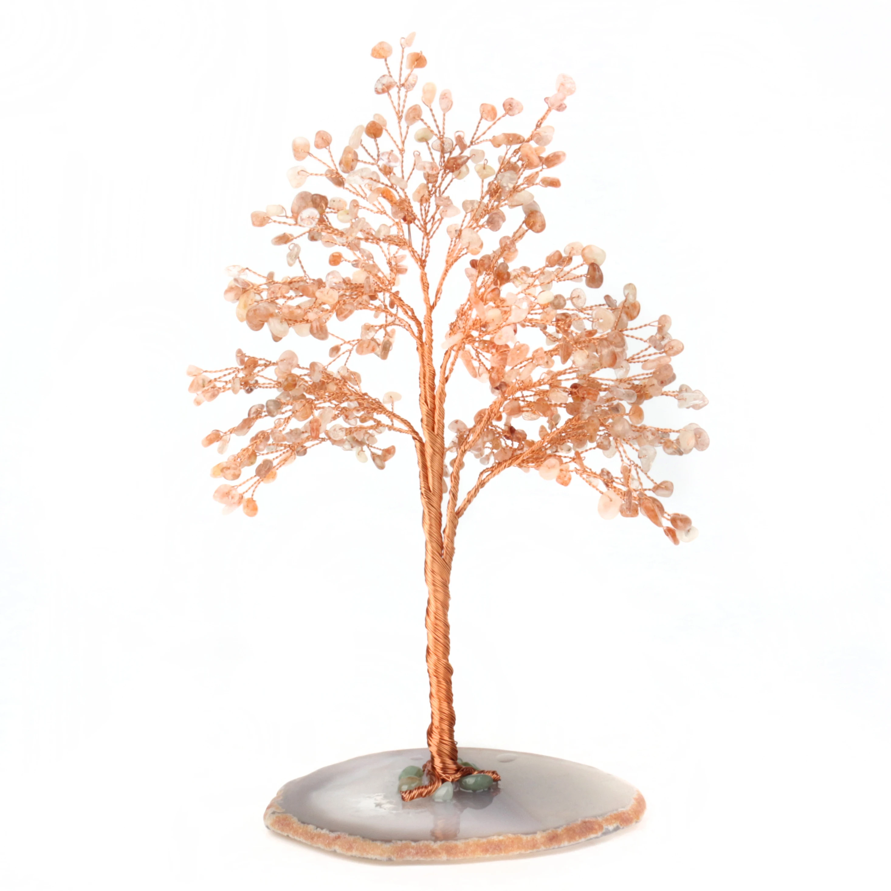 Wholesale natural sunstone crystal christmas money tree for decoration