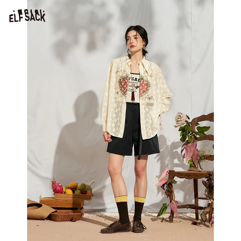 

ELFSACK Women's Casual Cargo Shorts with Belted Waist, A-Line Flowy Woven Shorts with Pockets, Summer Streetwear Bottoms