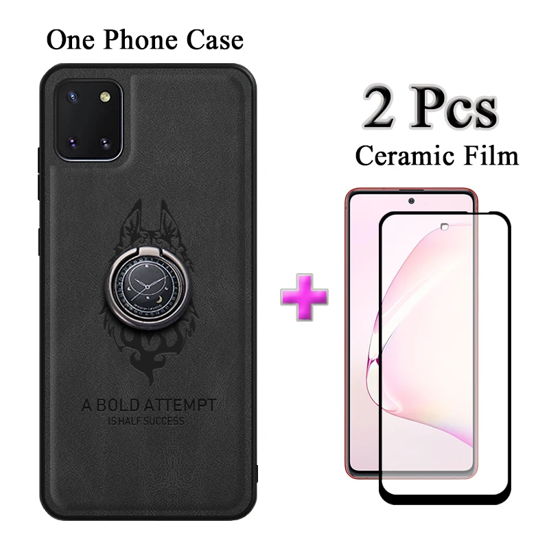 2 IN 1 For Samsung Galaxy A7 2018 J6 Plus A6 Plus Phone Case Printed Fashion Case With Ring Bracket And Two Piece Ceramic Screen