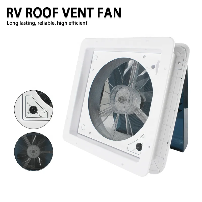 TYTXRV 14'' 340mm 12V RV Roof Vent Caravan Ventilation Fan with Manual Control Smoked Lid for Travel Trailer Motorhome Bathroom