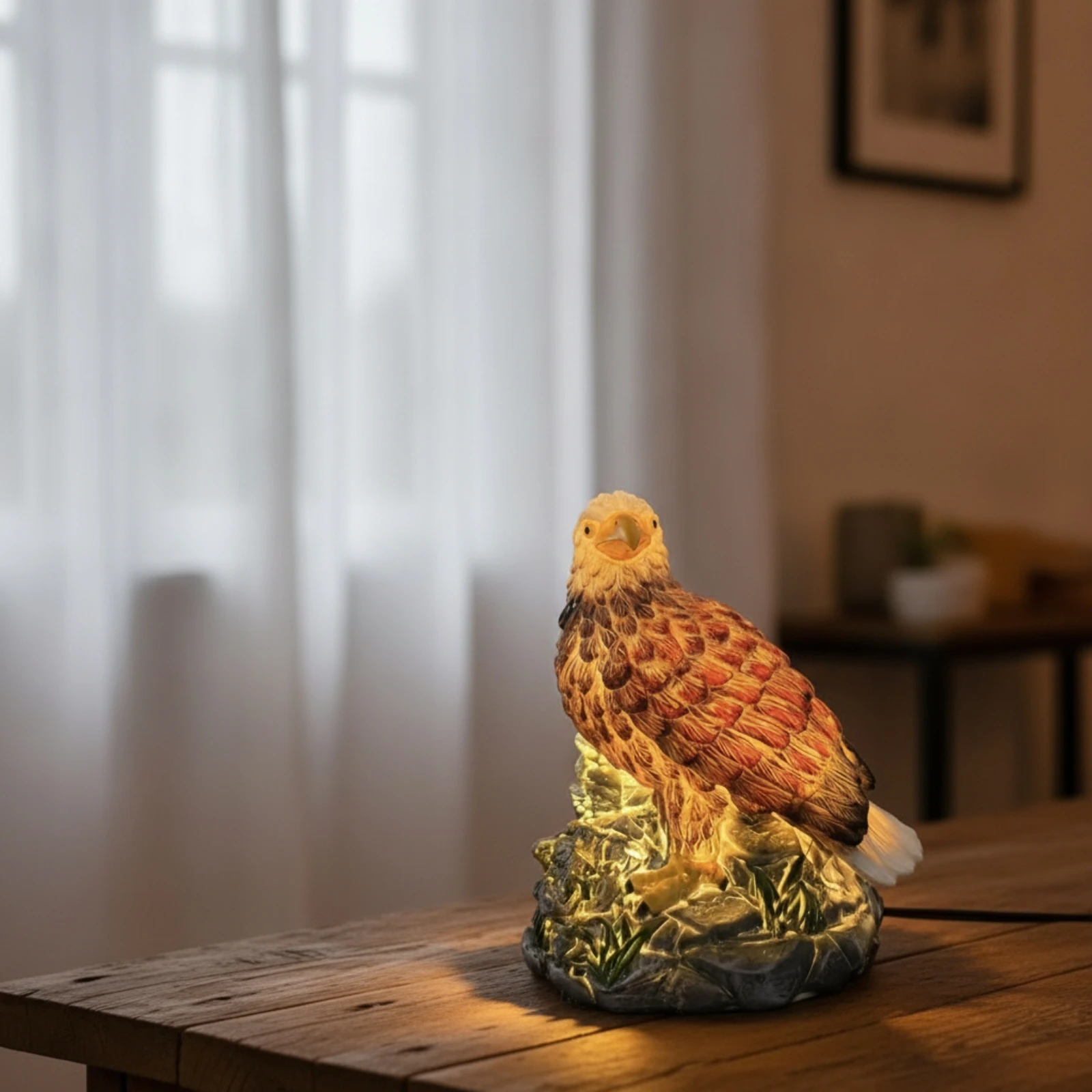 Eagle Lamp with Rocky Base Decorative Eagle Night Light Rustic Low Heat for Bird Watchers, Garden, Patio