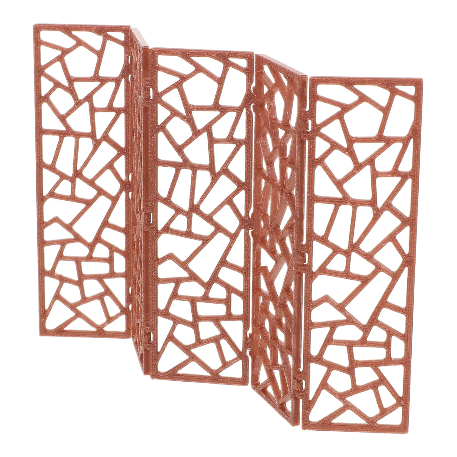 Mini Chinese Style Wood Screen Decorative Mini Folding Screen Divider 1:20 Scale Small Room Divider Desktop Privacy Panel Micro