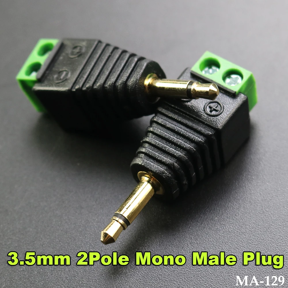 1PCS 3.5mm 2Pole Audio Mono Male to AV Screw Terminal Channel 3.5mm Audio Plug 2pin Terminal DIY Power Plug Male Connector Block