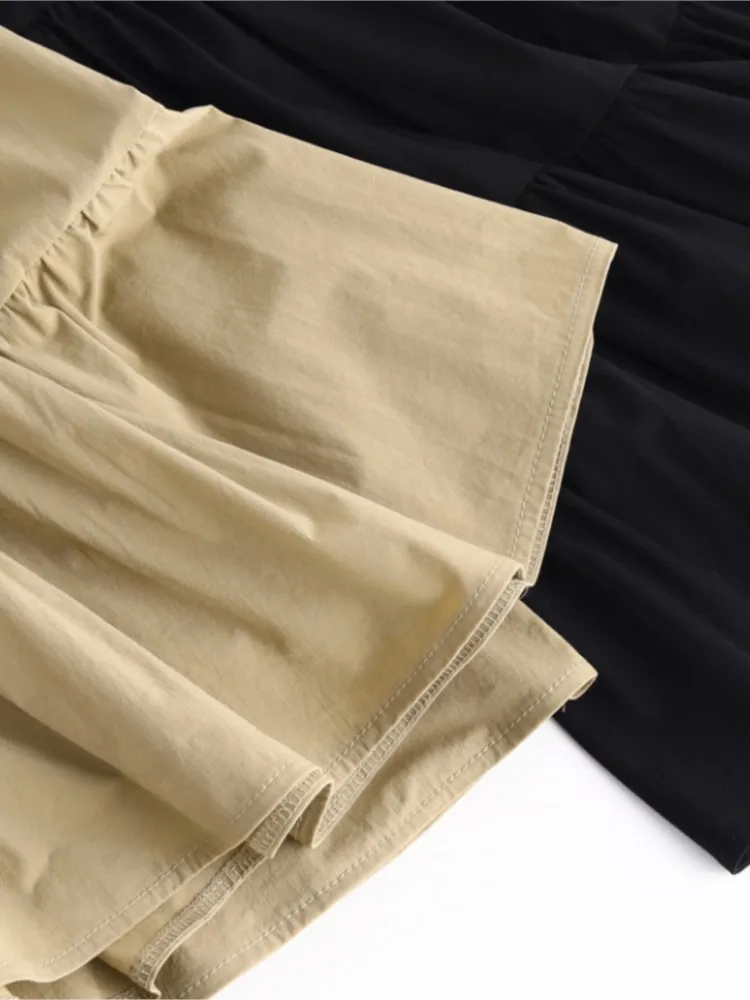 ZUZK Zomer Leuke A-lijn Rokken Nieuwe Vrouwen Elastische Taille Mid-Lengte Tiered Rok Cool Droop Rok Student Rok jupe leuke rok