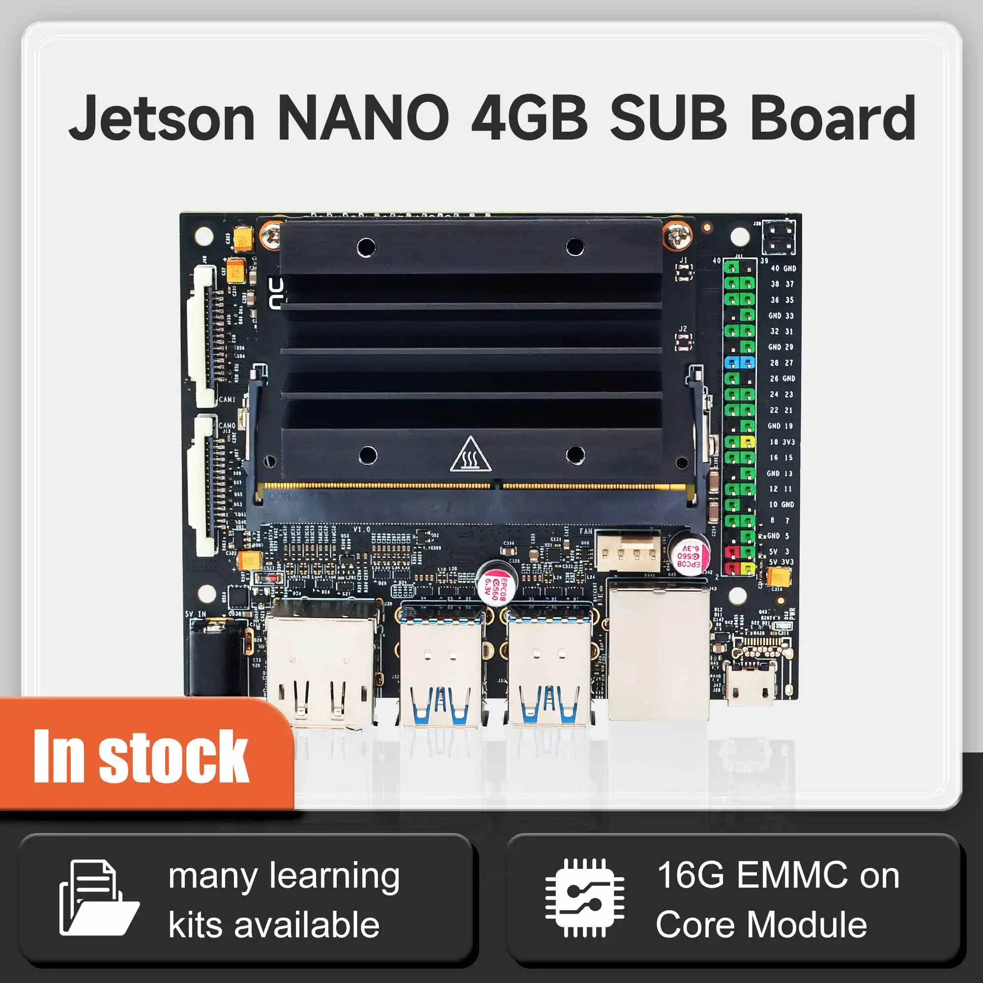 NVIDIA Jetson Nano 4GB Developer Kit - SUB Board for AI Deep Learning with 4GB RAM & High-Speed Embedded Development Module