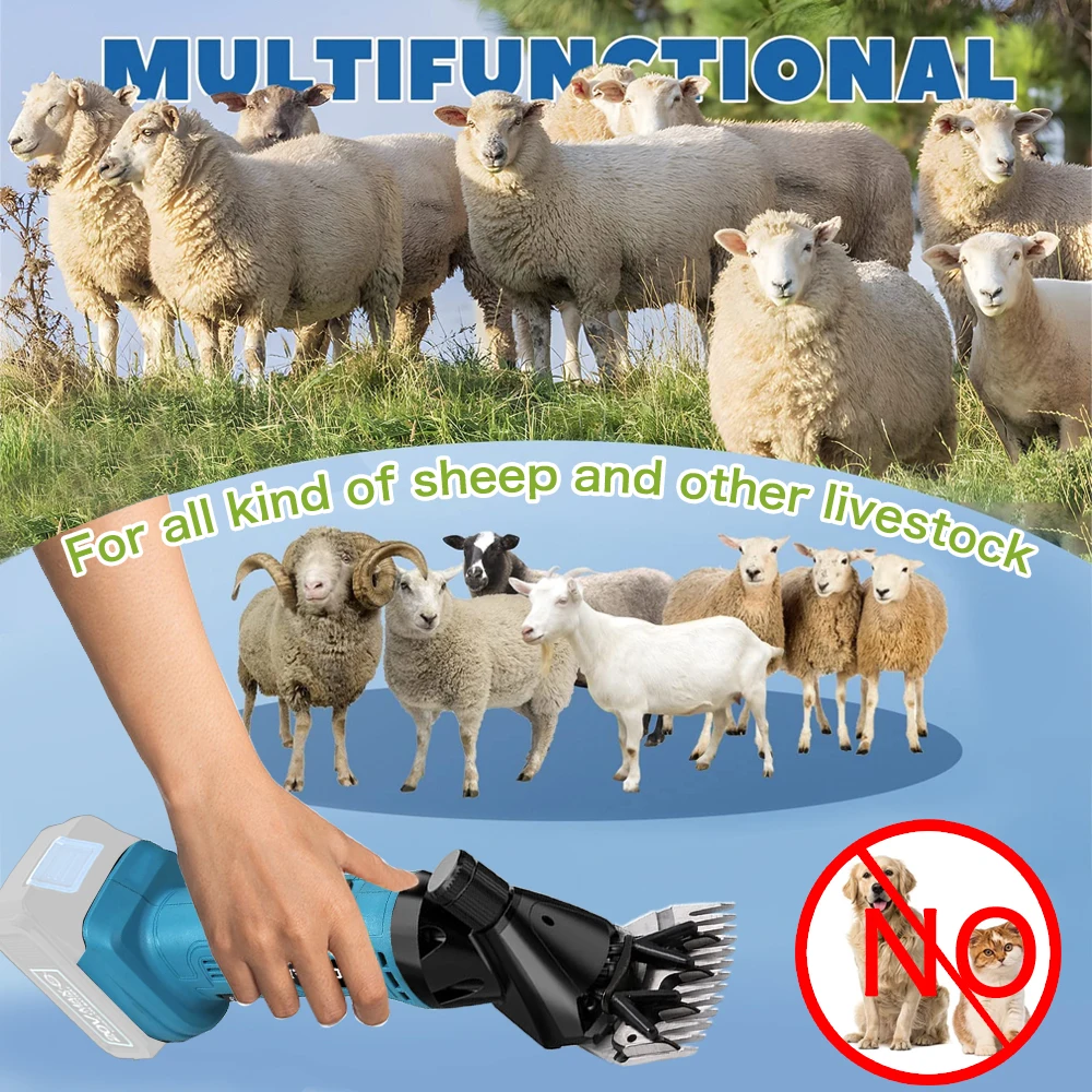 Wireless 6 Speed 13 Teeth Electric Wool Pet Goat Hair Scissors Sheep Shearing Supplies Cut for Makita 18V Battery(no battery)