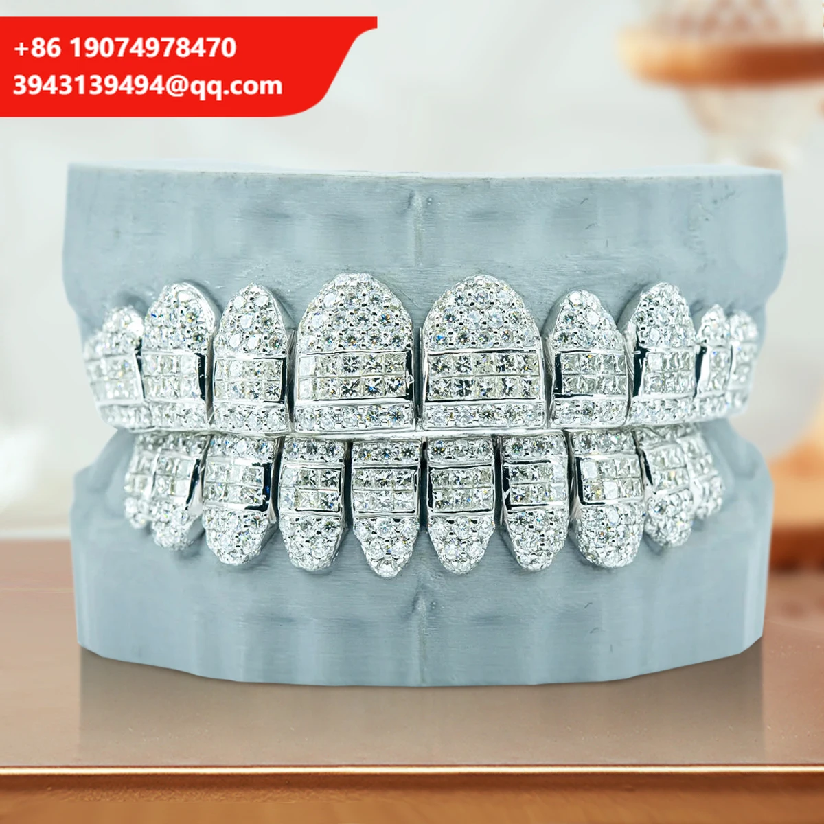 

925 Silver VVS Custom Hop Punk Tooth Caps Rapper Jewelry Iced Out Moissanite Teeth Grillz For Men Women