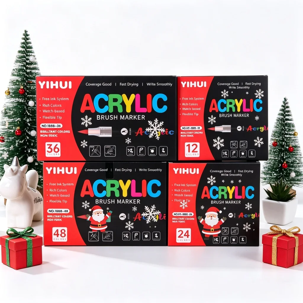 

Acrylic Paint Markers 12/60 Colors - Brush Tip Water Based Art Markers for Rock Painting Canvas Wood Glass DIY Crafts
