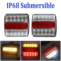 2Pcs Rear LED Submersible Trailer Tail Lights Kit Boat Marker Truck Waterproof Universal 12V 15LED Campers Trailer Taillights