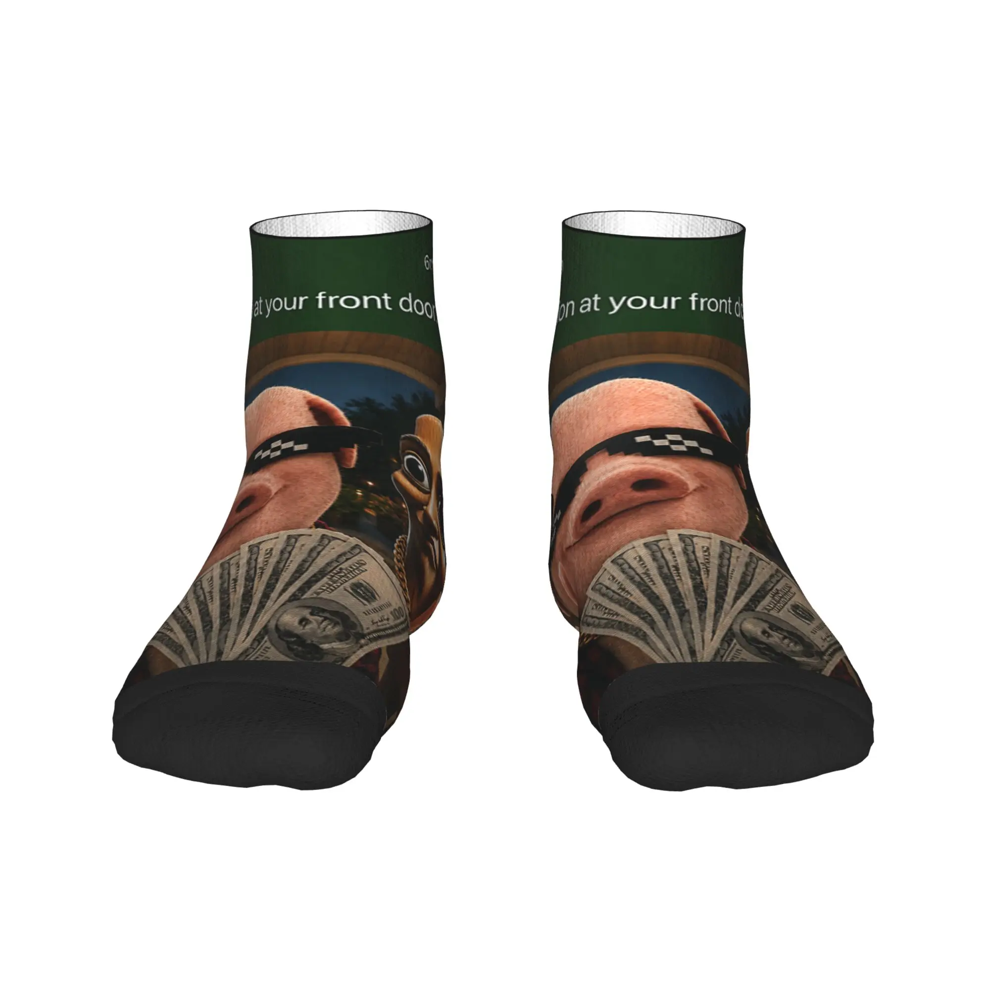Ankle Socks For Women Men John Pork and Tung Tung Tung Sahur Front Door Casual Socks Graphic Non Slip Spring Gothic Cycling Sock