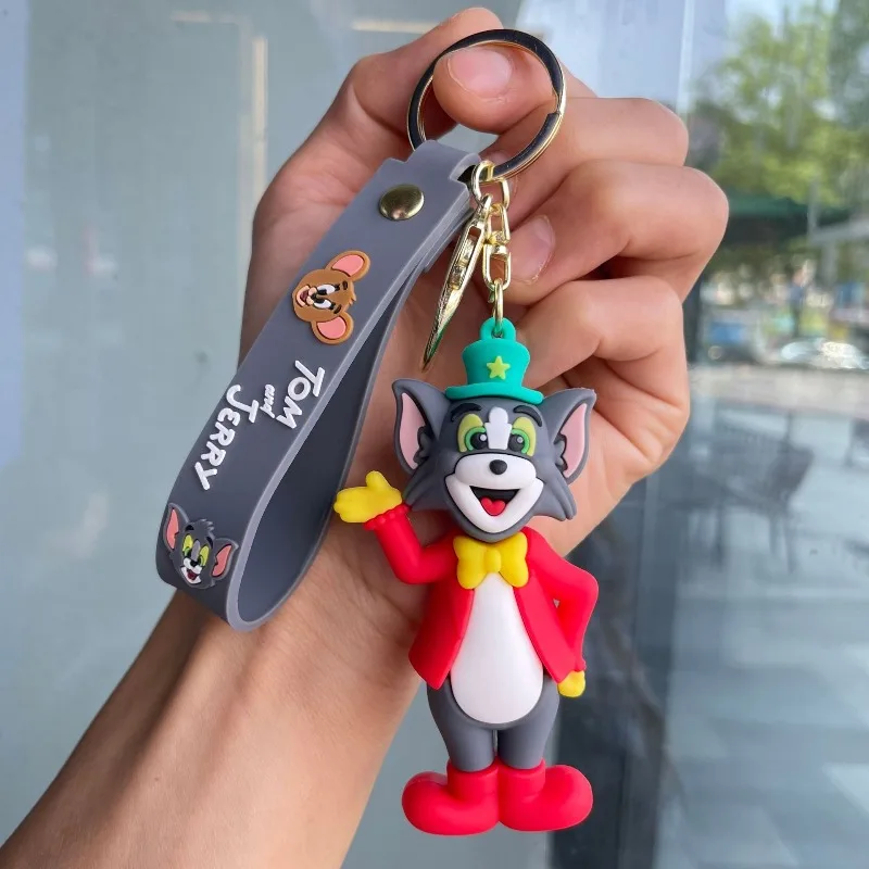 漫画アニメーショントムとジェリーの落下防止キーホルダー、かわいいPVC人形車のキーホルダー、カップルバッグ装飾ペンダント、かわいいギフト