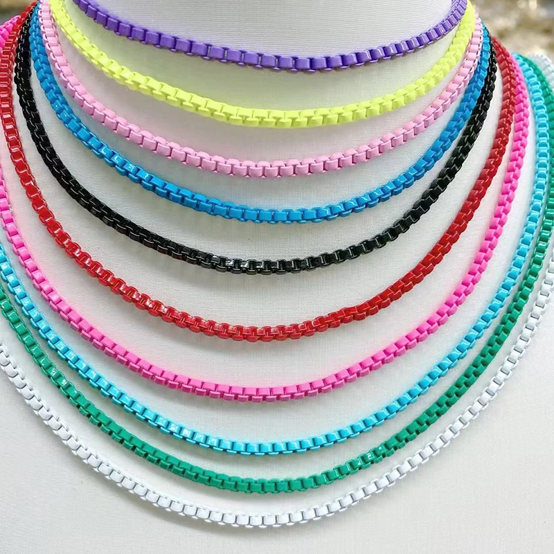 3mm  Necklace Chain Bracelet Anklet DIY Basic Women Choker Link Neon Green Yellow Jewelry Accessoriy Bohemia