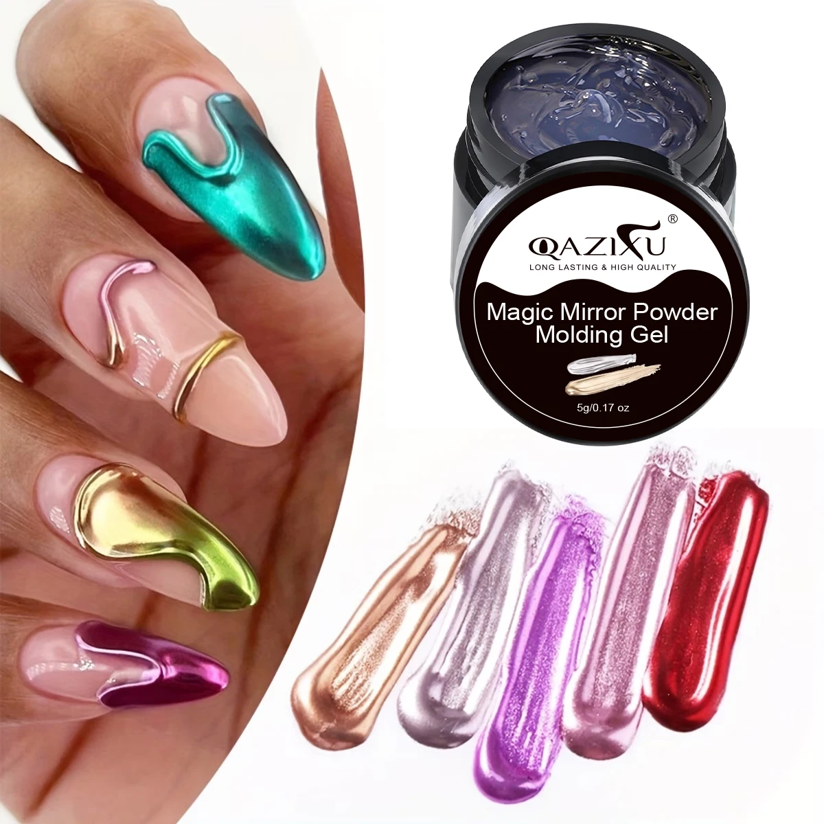QAZIXU Sculpting Gel for Nail Art Multi-Purpose for Chrome Powder & 3D Design Soak Off UV LED Curable Professional Manicure Tool