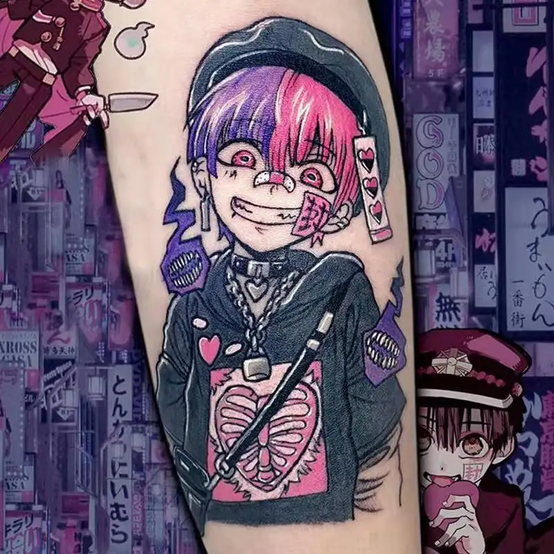 Wasserdichte temporäre Tattoo-Aufkleber für Körper kunst Hände Arm Gesicht Bein Frauen Kinder niedlichen Anime gefälschte Tattoo-Aufkleber Blumen zubehör