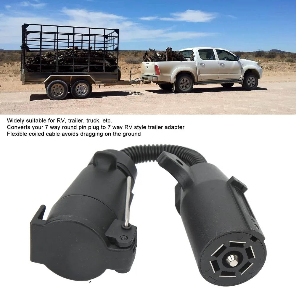 

7-контактный круглый адаптер для прицепа, клеммы проводимости, разъем провода спирального кабеля, эргономичное преобразование грузовика на автофургоне